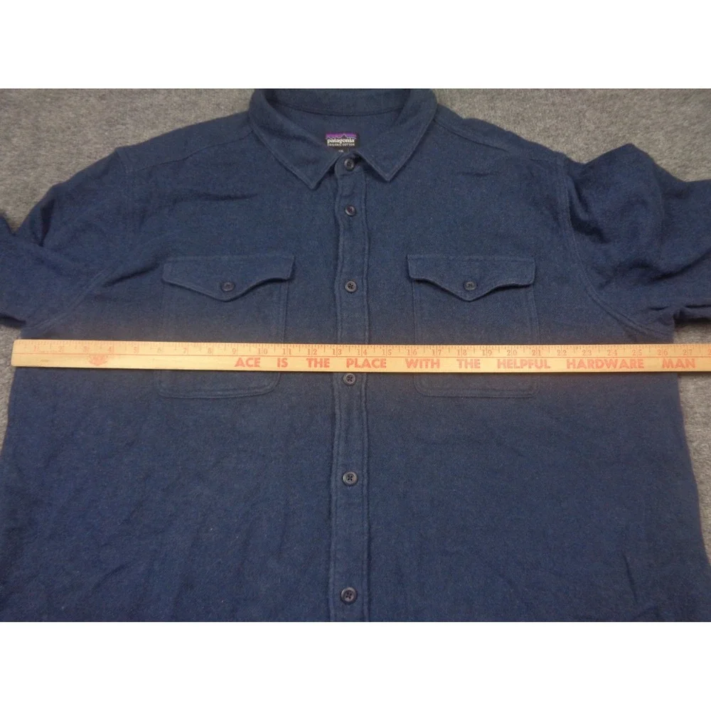 Patagonia Fjord Heavy Flannel Shirt Mens XXL‎ Navy Blue Cotton Long Sleeve